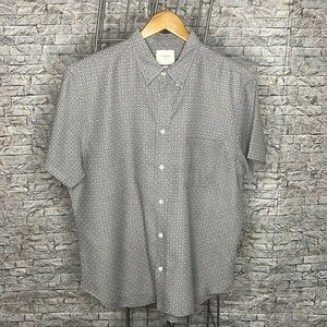Billy Reid Tuscumbia Shirt XL Gray  Italian Cotton Short Sleeve Button Down